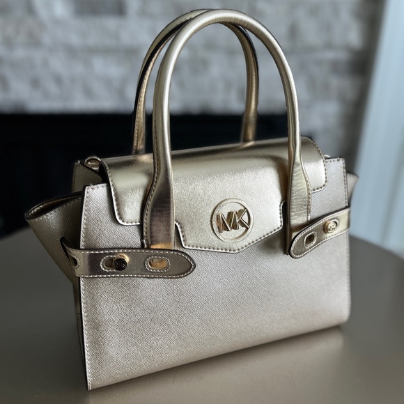 Michael Kors Carmen Pale Gold Satchel - Picture 1 of 9